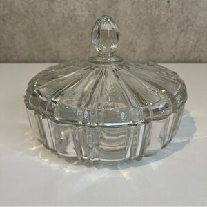 Vintage Anchor Hocking Old Cafe Clear Glass Candy Dish with lid 6.5 inches 40’s